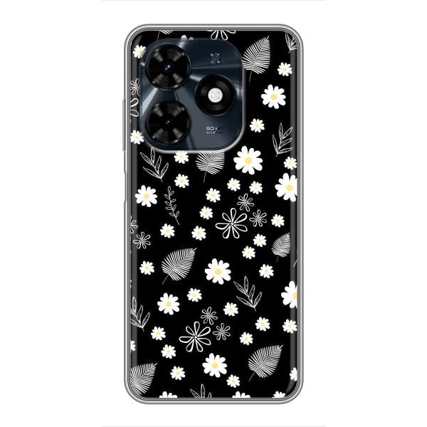 Чохли з тематикою "КВІТИ" на TECNO Spark 20c – цвітіння на чорному