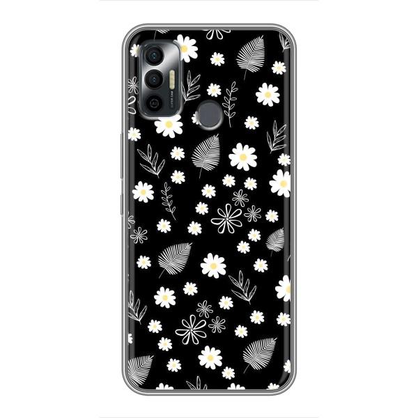 Чехлы с тематикой "ЦВЕТЫ" на TECNO Spark 7 (KF6n) – цветение на чорном