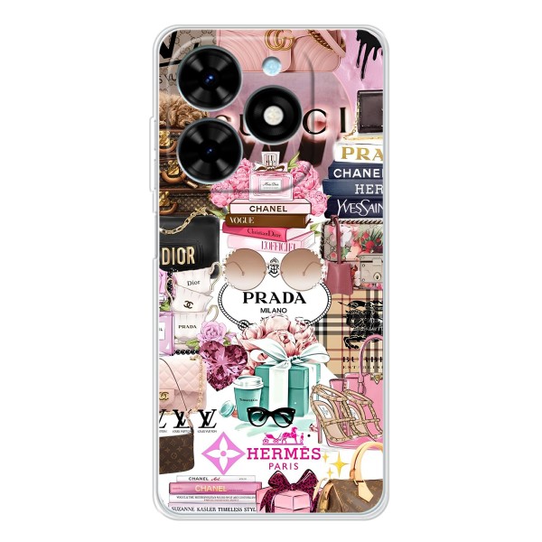 Чохол (Dior, Prada, YSL, Chanel) для Tecno Spark Go 2025 – Брендb