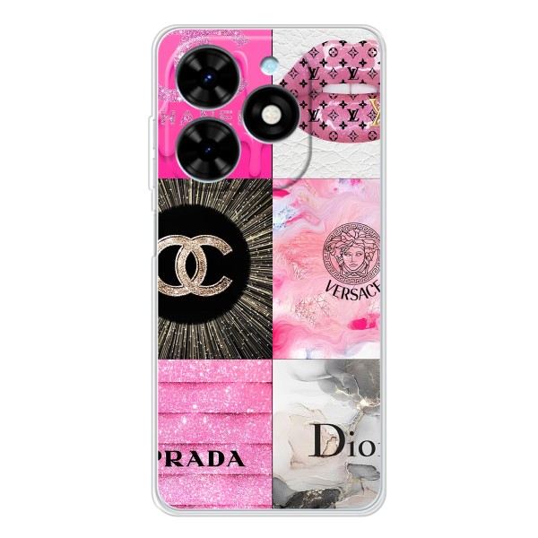 Чохол (Dior, Prada, YSL, Chanel) для Tecno Spark Go 2025 – Модніца