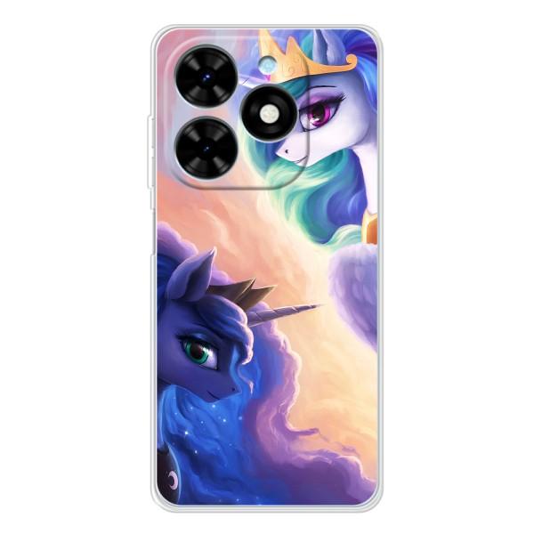 Чехол Unicorn на Tecno Spark Go 2025 – Единорожки на тучках