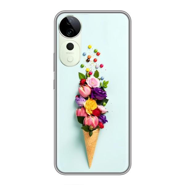 Чехлы с тематикой "ЦВЕТЫ" на Vivo T3 Ultra – Цветок-мороженное