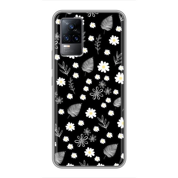 Чехлы с тематикой "ЦВЕТЫ" на Vivo V21E – цветение на чорном