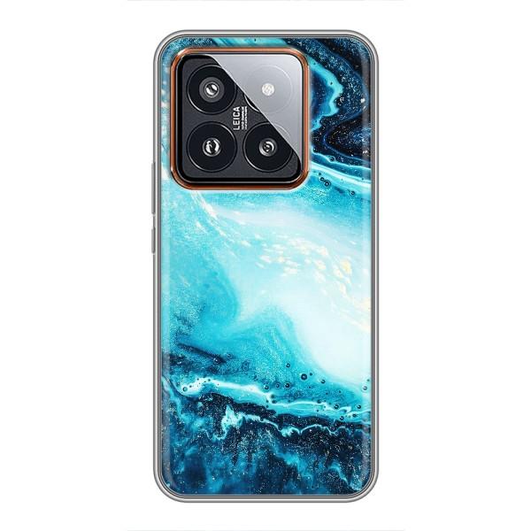 Мраморний чехол на Xiaomi 14 Pro (VPrint) – Блакитний мрамор