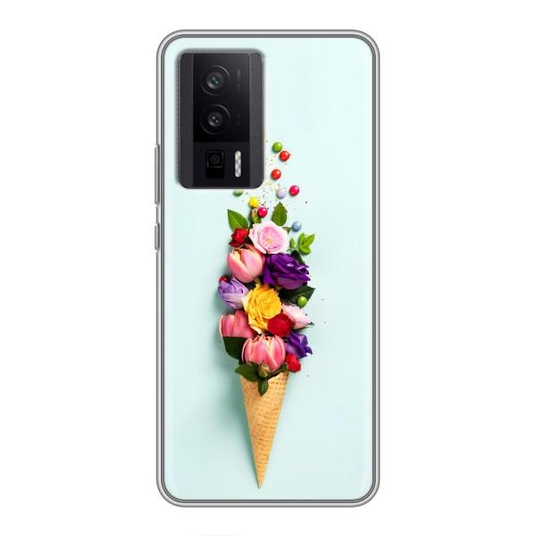 Чехлы с тематикой "ЦВЕТЫ" на Xiaomi POCO F5 Pro – Цветок-мороженное