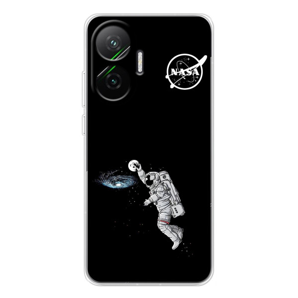 Силіконовый бампер з принтом "Наса" на Xiaomi POCO F7 – Космонавт баскетболіст