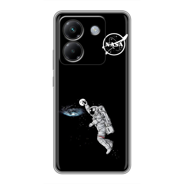 Силиконовый бампер с принтом "Наса" на Xiaomi Poco M7 Pro 5G – Космонавт баскетболист