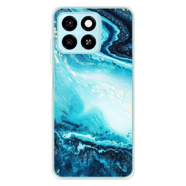 Мраморный чехол на ZTE Blade A55 (VPrint) – Голубой мрамор