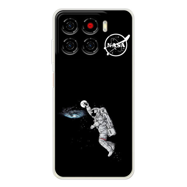 Силиконовый бампер с принтом "Наса" на ZTE Blade A56 – Космонавт баскетболист