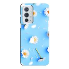 Чехол с Цветами для OnePlus 9RT (ромашки на голубом)