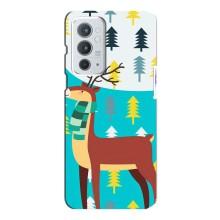 Силиконовый бампер с картинкой животных для OnePlus 9RT (Олень с шарфом)