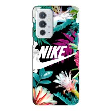 Силиконовый Чехол на OnePlus 9RT с картинкой Nike (Цветочный Nike)