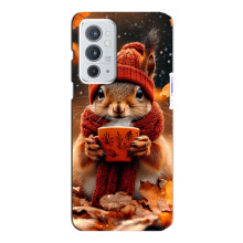 Печатный чехол «Зверята с кофе» для OnePlus 9RT – Белка с кофе