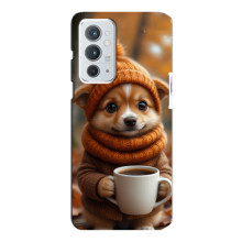 Печатный чехол «Зверята с кофе» для OnePlus 9RT – Песик с кофе
