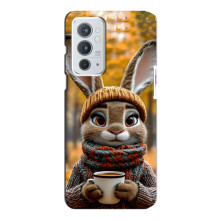 Печатный чехол «Зверята с кофе» для OnePlus 9RT – Зайчик с кофе