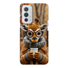 Печатный чехол «Зверята с кофе» для OnePlus 9RT – Жираф с кофе