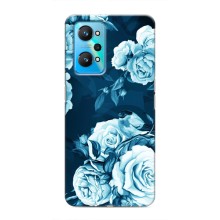 Чехлы (ART) Цветы на Realme GT Neo 2 (VPrint) (Голубые Бутоны)