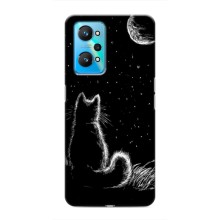 Чехол с принтом для Realme GT Neo 2 (AlphaPrint) Модные коты – Котик и луна