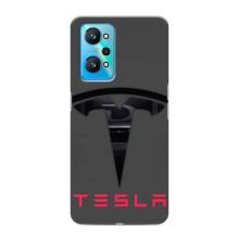Силиконовый бампер с картинкой машины на Realme GT Neo 2 (Logo TESLA)