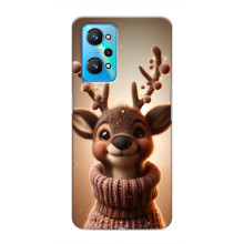 Яркий чехол для Realme GT Neo 2 с Зимними Оленятами – Олень в свитере