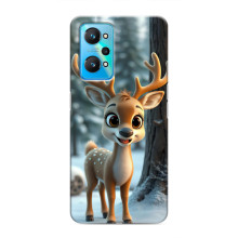 Яркий чехол для Realme GT Neo 2 с Зимними Оленятами – Оленёнок в лесу