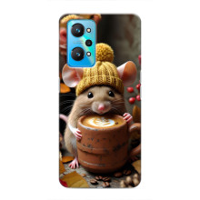 Друкований чохол 'Звірята з кавою' для Realme GT Neo 2 – Мишка з кавою