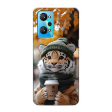 Друкований чохол 'Звірята з кавою' для Realme GT Neo 2 – Тигр з кавою