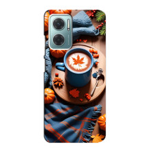 Чехол с уникальным дизайном «Осень с кофе» для Xiaomi Redmi Note 11E – Кофе и тыквы