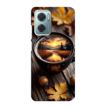 Чехол с уникальным дизайном «Осень с кофе» для Xiaomi Redmi Note 11E – Тёмный кофе