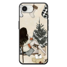 Рождественские, Праздничные Чехлы для 

Apple семнадцать ē   (Девушка с елкой)