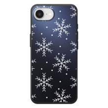 Зимние Чехлы для 

Apple семнадцать ē   - прозрачный фон – Белые снежинки