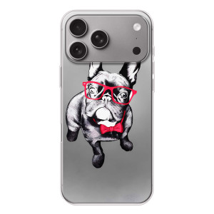 Чохол (ТПУ) Милі песики для Apple iPhone 18 Pro Max (Бульдог в окулярах)