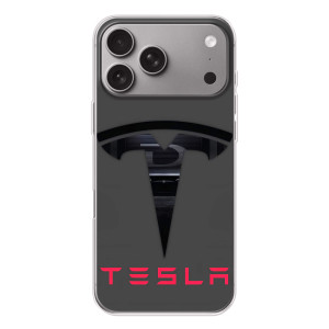Силиконовый бампер с картинкой машины на Apple iPhone 18 Pro Max (Logo TESLA)