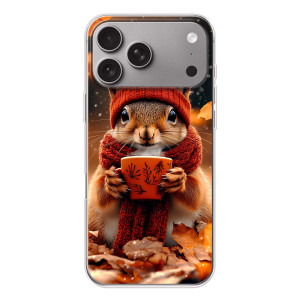 Печатный чехол «Зверята с кофе» для Apple iPhone 18 Pro Max (Белка с кофе)