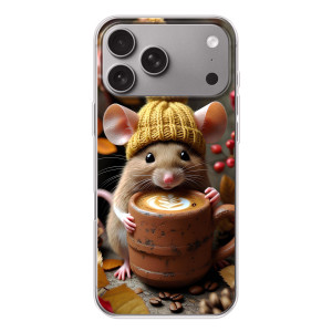 Печатный чехол «Зверята с кофе» для Apple iPhone 18 Pro Max (Мышка с кофе)