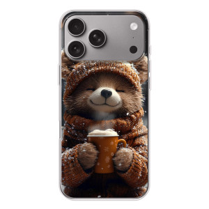 Печатный чехол «Зверята с кофе» для Apple iPhone 18 Pro Max (Медвежонок с кофе)