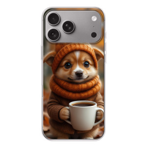 Печатный чехол «Зверята с кофе» для Apple iPhone 18 Pro Max (Собачка с кофе)