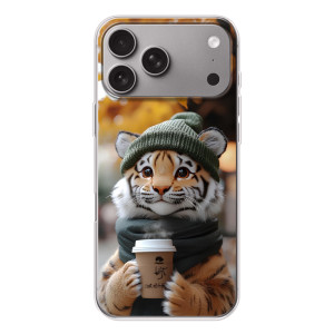 Печатный чехол «Зверята с кофе» для Apple iPhone 18 Pro Max (Тигр с кофе)