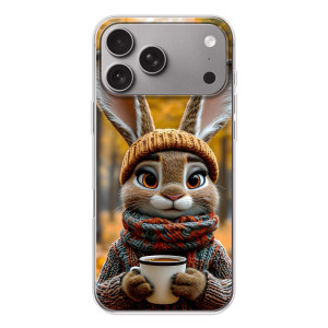 Печатный чехол «Зверята с кофе» для Apple iPhone 18 Pro Max (Зайчик с кофе)