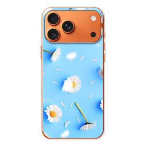 Чехол с Цветами для Apple iPhone 18 Pro (ромашки на голубом)