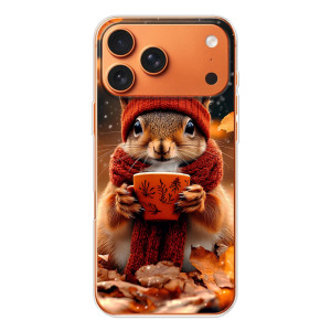 Печатный чехол «Зверята с кофе» для Apple iPhone 18 Pro – Белка с кофе