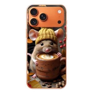 Печатный чехол «Зверята с кофе» для Apple iPhone 18 Pro – Мышка с кофе
