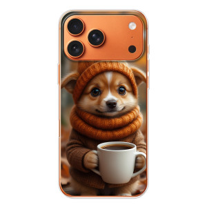Печатный чехол «Зверята с кофе» для Apple iPhone 18 Pro – Собачка с кофе