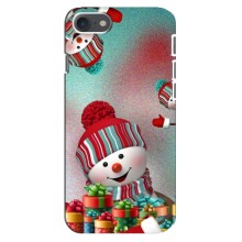Чехлы на Новый Год iPhone 8 (Снеговик в шапке)