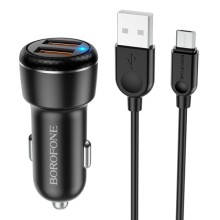 АЗП Borofone BZ17 QC3.0 (2USB/3A) + MicroUSB – Чорний