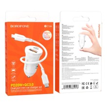 АЗУ Borofone BZ18A PD20W+QC3.0 + Type-C to Lightning – Белый