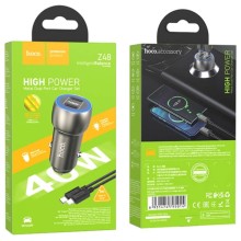 АЗП Hoco Z48 Tough 40W (2Type-C) + Type-C to Type-C – Metal gray