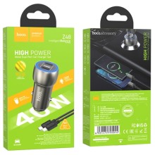 АЗП Hoco Z48 Tough 40W (2Type-C) + Type-C to Lightning – Metal gray