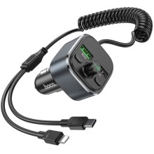 АЗУ FM модулятор Hoco E74 Energy QC3.0 2in1 with cable – Me111111tal gray