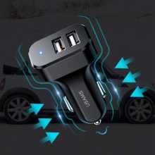 АЗУ USAMS US-CC087 C13 2.1A Dual USB Car Charger – Черный